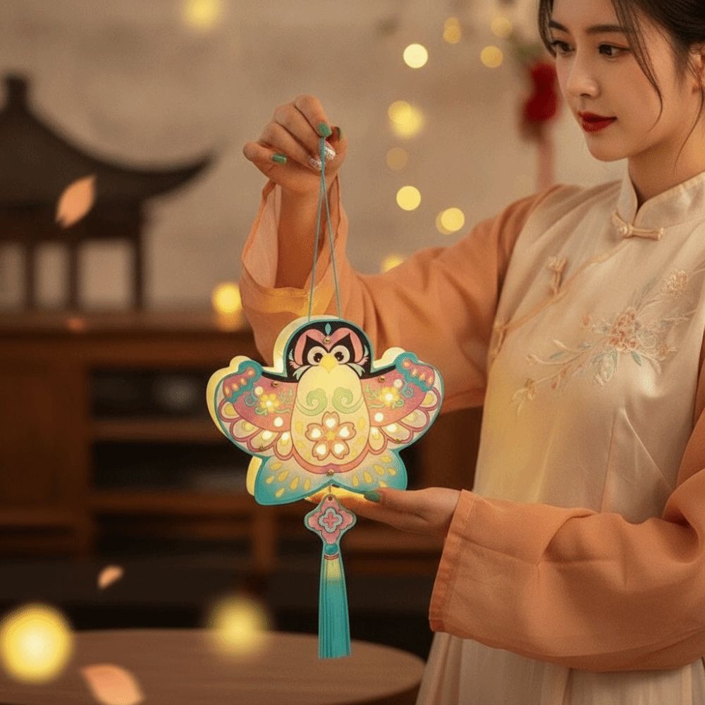 Festival Hanging Decor LED Glow DIY Paper Lantern Handmade Portable Glowing Rabbit Light Battery Mini Size Chinese Flower Lamp School