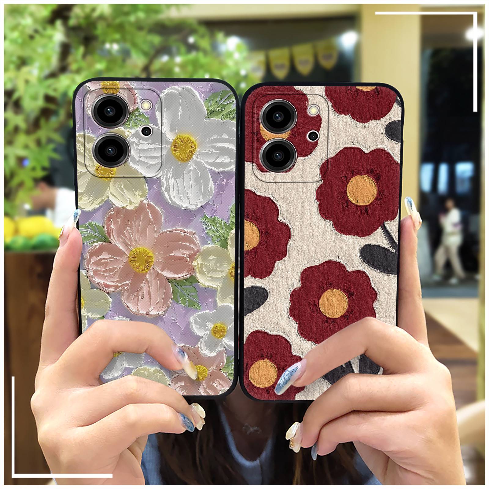 Fashion Design Protective Phone Case For Huawei Honor80SE 5G Cute Anti-dust flower Cartoon Shockproof Graffiti TPU