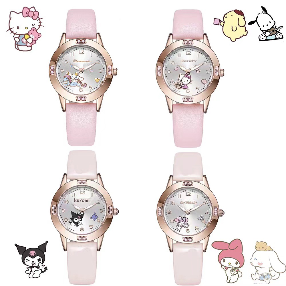 New Kuromi Cinnamon Dog Sanrio Cute Cartoon Lifestyle Waterproof Girl Student Children's Quartz Watch
