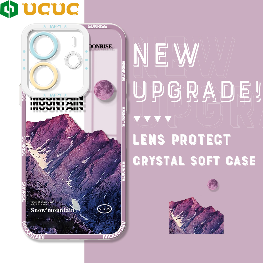 UCUC for Redmi Note 14 4G 5G Note 14 Pro+ Poco X7 5G Back Cover INS Style Snow Mountain Transparent Crystal TPU Soft Case Full Lens Protection Ultra Thin Drop Resistant Phone Case