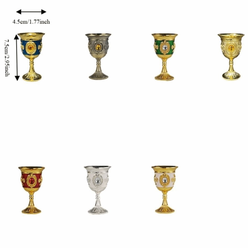 Luxurious Vintage Medieval Rose Embossed Goblet Anti-break Zinc Alloy Spirits Cup Mini Small Drinking Cup Gift