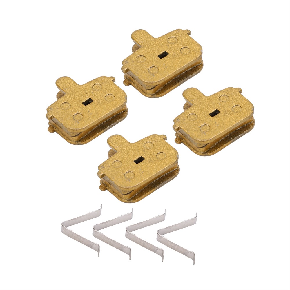 4 Sets Durable Ketone-Based All Metal Disc Brake Pads Yellow With Circlip Mountain Bike Brake Pads Bicycle Disc Brake Pads Bike Accessories