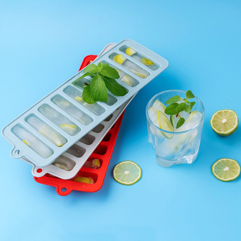 New Silicone Ice Cube Mold Tray Long Strip Ice Cube Moulds Cake Baking Ice Cream Molds Kitchen DIY Accessories CF8