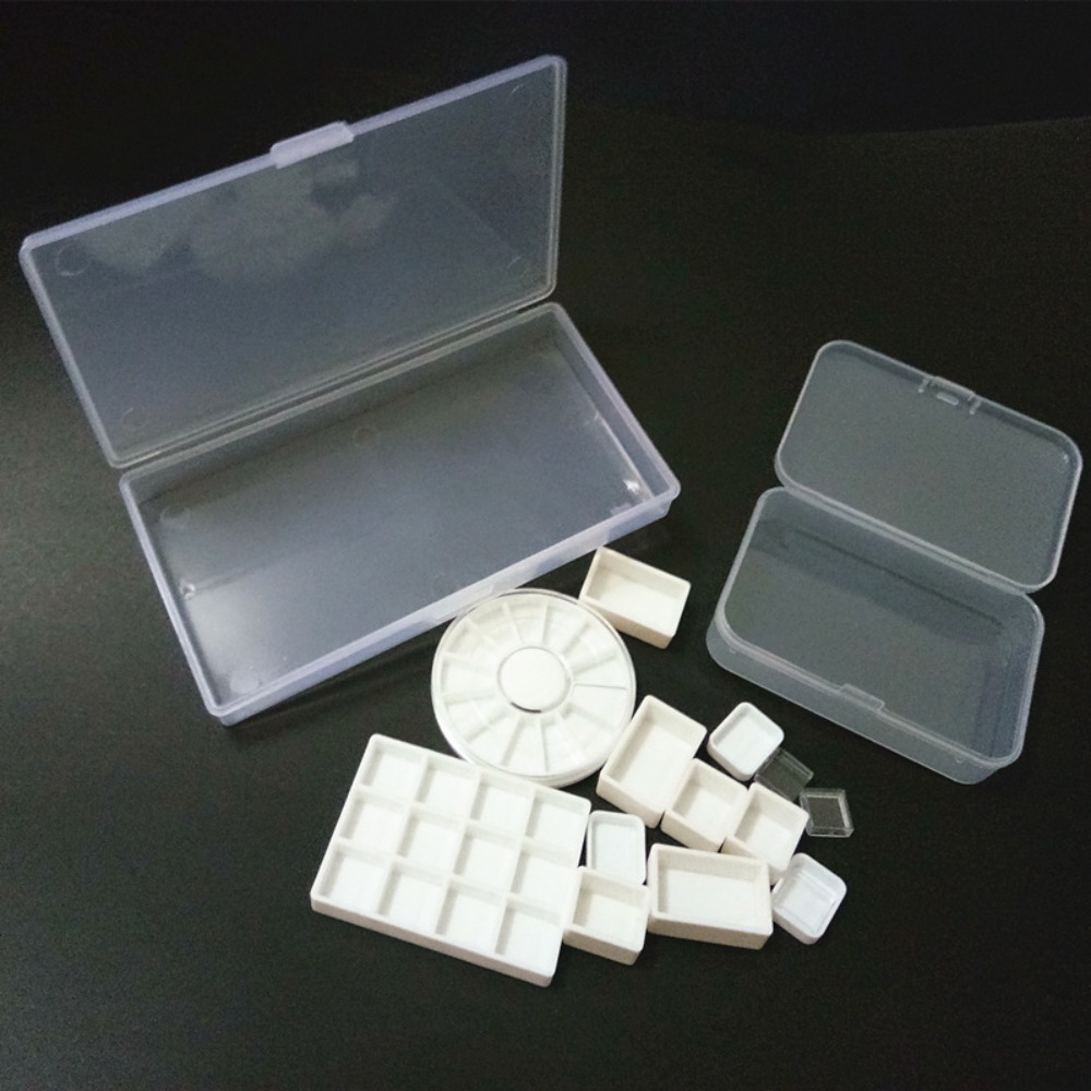 Exquisite Small Portable Mini Watercolor Paint Box White/Transparent Color Multidimensional White Empty Plastic Paint Pan Plastic Square Plastic Watercolor Paint Pans Student Painting