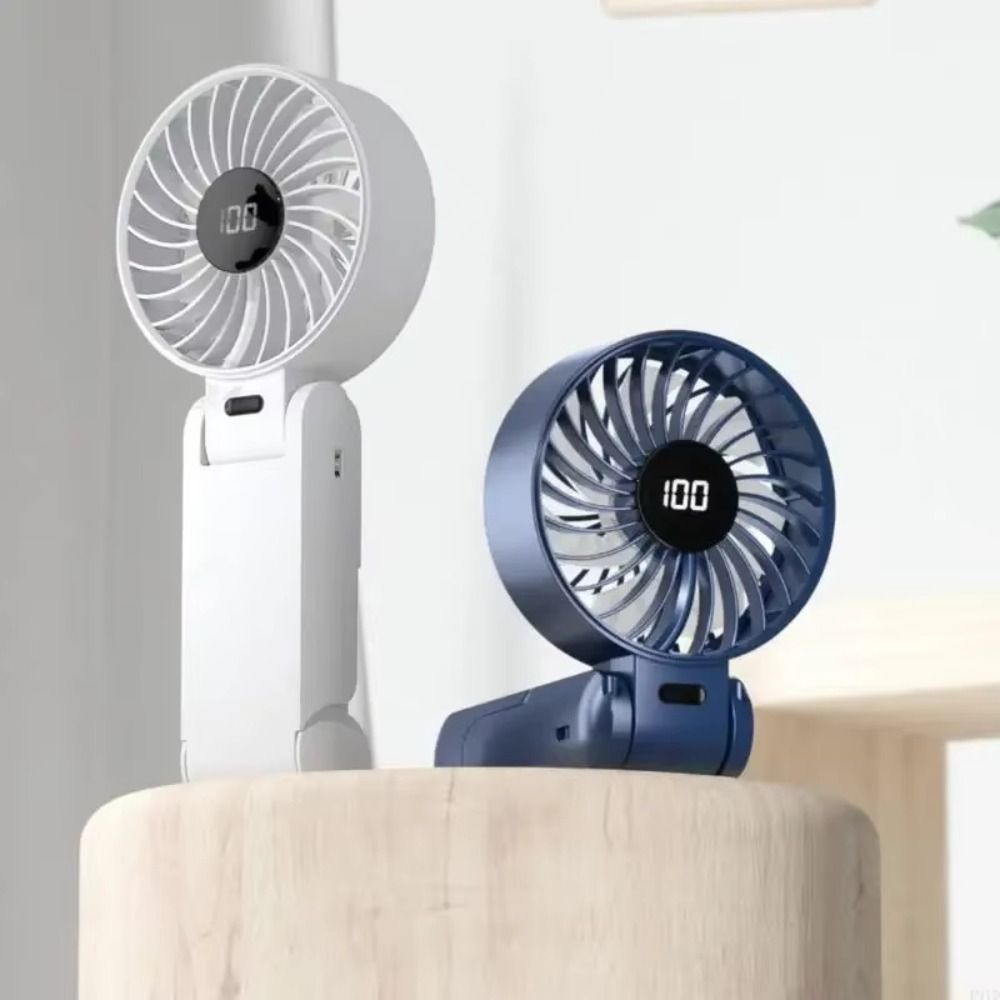 Quiet Powerful Ultra Silent Handheld Fan Digital Display 5 Speed Mini Portable Fan Portable Cooling Brushless Motor Foldable Fan Hotel Use