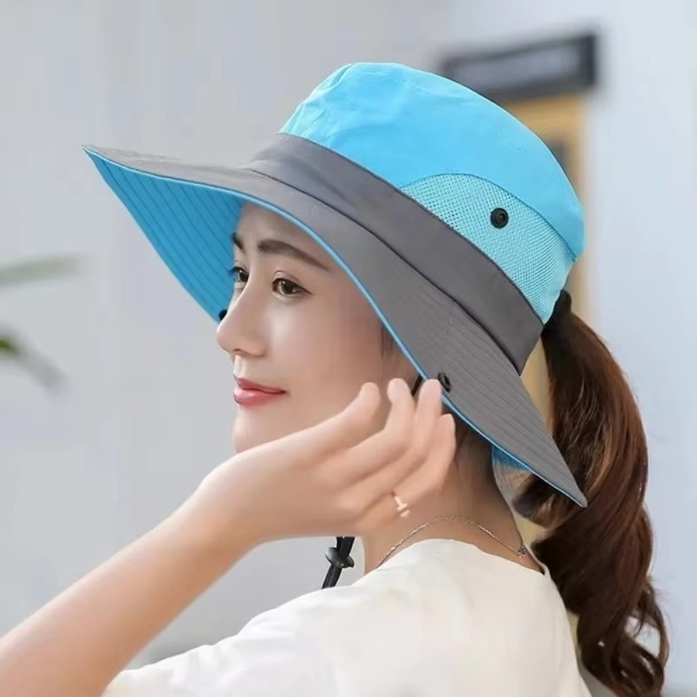 New Large Brim Summer Quick Drying Bucket Hats Breathable Hiking Hat Fishermen Caps Adjustable Outdoor Casual Cap