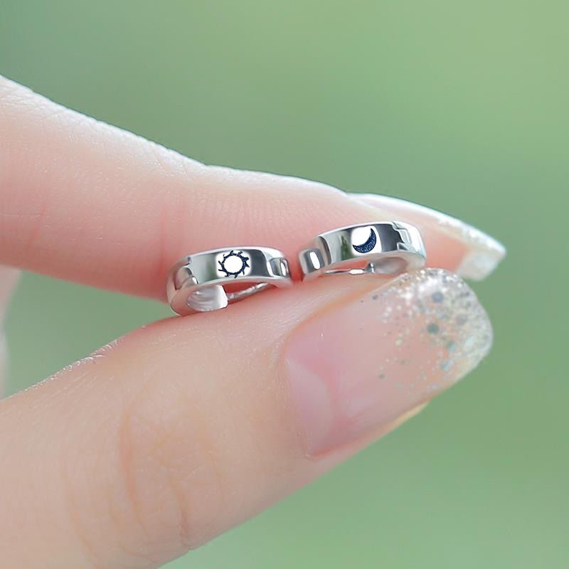 【New arrivals】Popular Silver Ear Stud Sun Moon Star Men's and Women's Ear Buckle Earrings Japanese Korean Sun Moon Ear Ring Jewelry