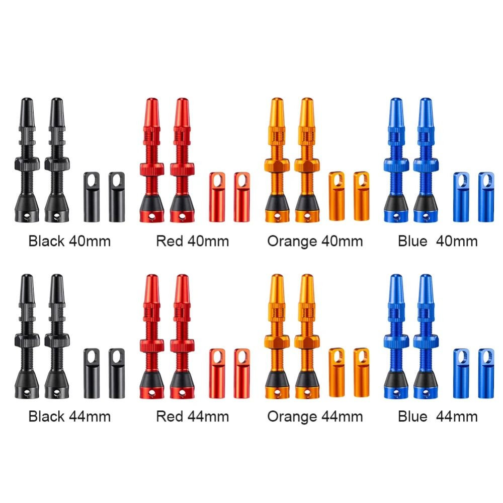 Pair Riding 40mm/44mm/60mm Tubeless Tire Valves CNC Technology Aluminum Alloy French Style Valve Sealant Compatible Abrasion Resistance Bike Valve Kits MTB Bike