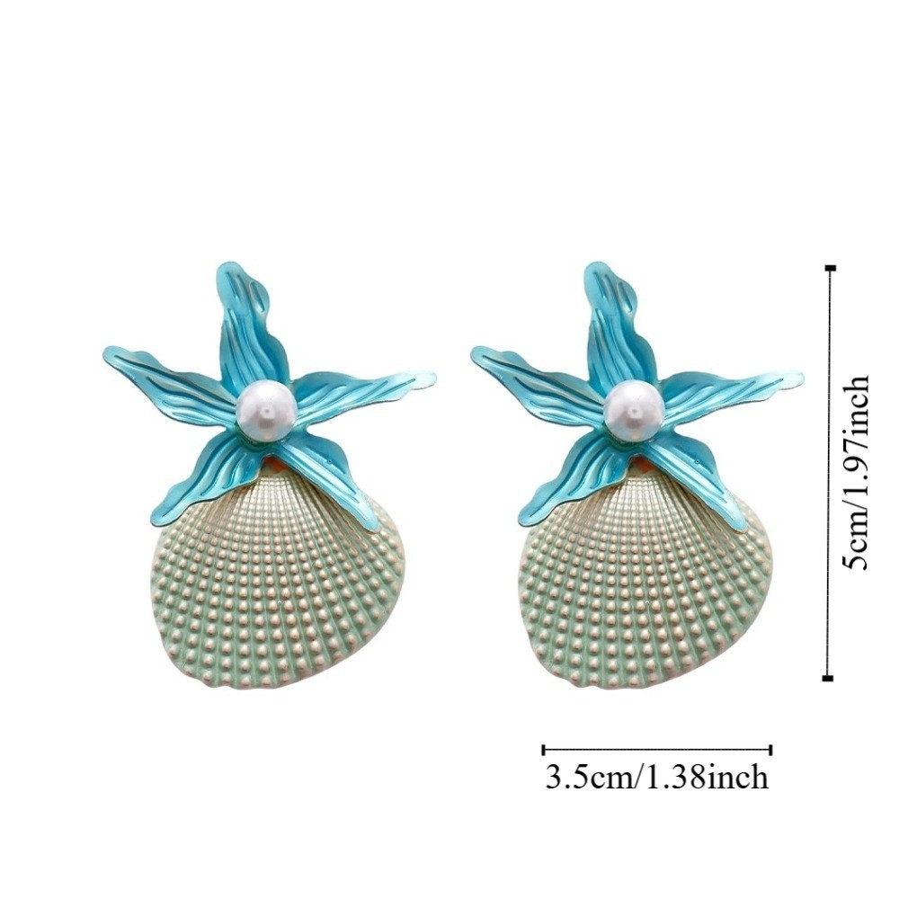 Retro Scallop Starfish Stud Earrings Bohemian Conch Shell Drop Earrings Alloy Chic Starfish Pendant Earrings Women