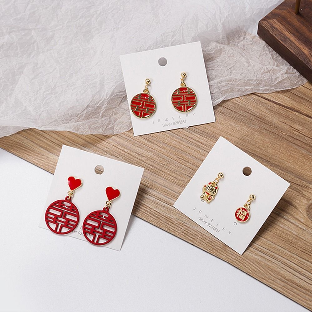 Elegant Personality For Girl Dangle Earrings Cat New Year Gift Fashion Jewelry Chinese Style Earrings Women Drop Earrings Chinese Knot Earrings