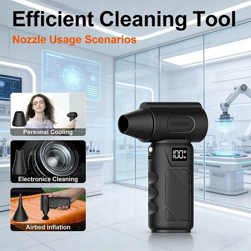 Mini Turbo Brushless Motor Turbo Jet Fan 5-Speed Adjustable LED Display Electric Blower Ergonomic Grip Rechargeable Dust Cleaner Portable Use