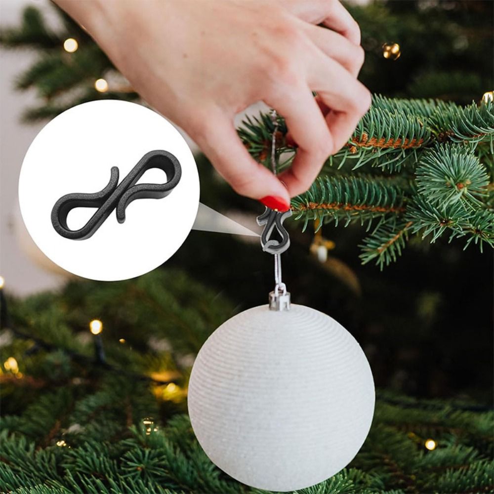 50pcs Multifunctional S-shaped Light String Hook Clip Firm Gutter Hooks Black/White Plastic Elastic Tightening Hooks Christmas