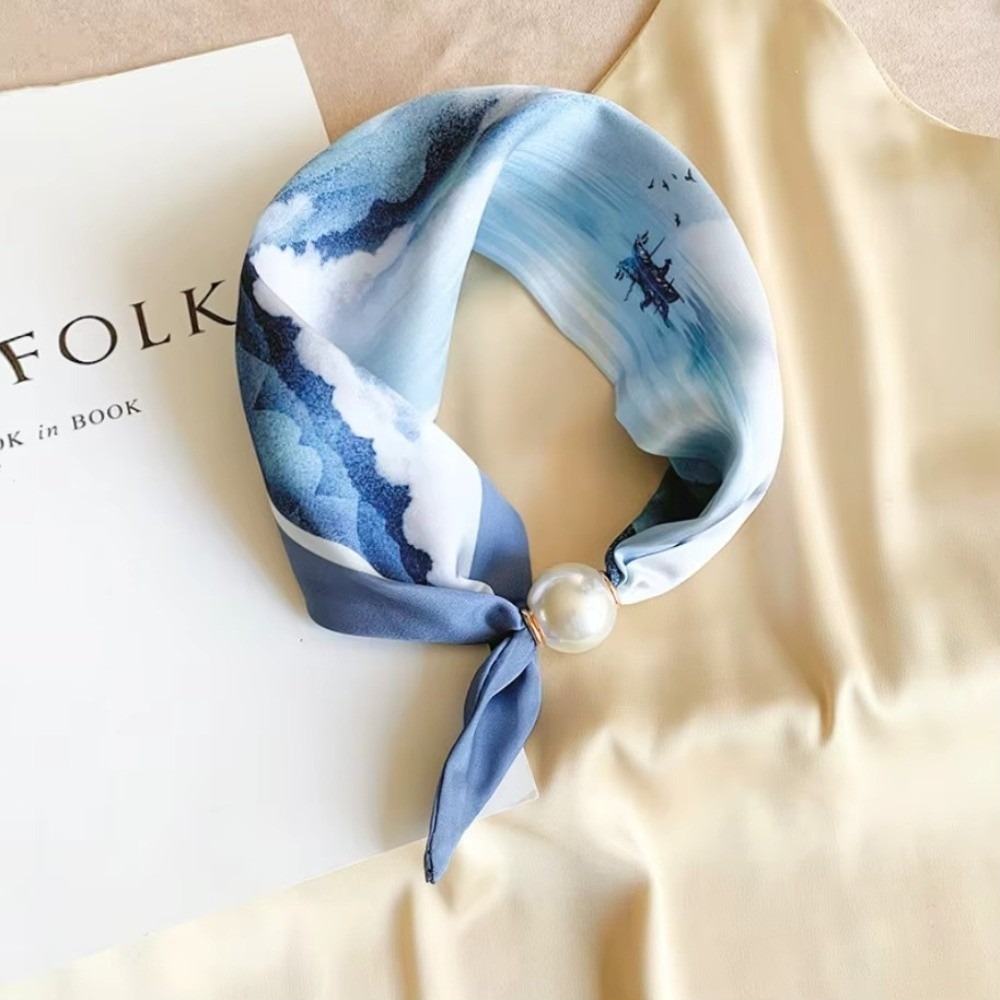 High End Chic Lazy Scarf Lightweight Cloth Decoration Scarf Tail Convenient Magnetic Buckle Scarf Spring Summer