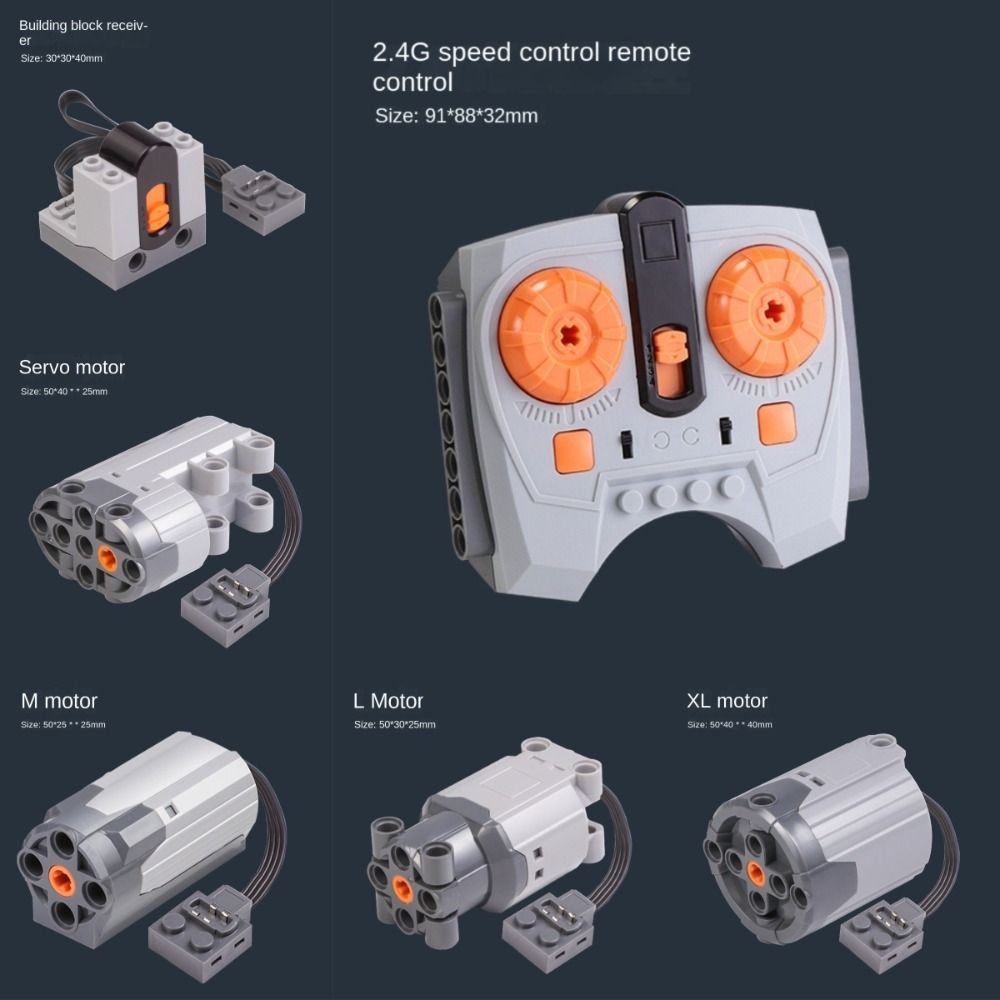 New PF MOC Building Blocks Power Functions Gray/Red Technical Motor Parts DIY Assembling Bricks Servo Motor Receiver Controller Children's Toy