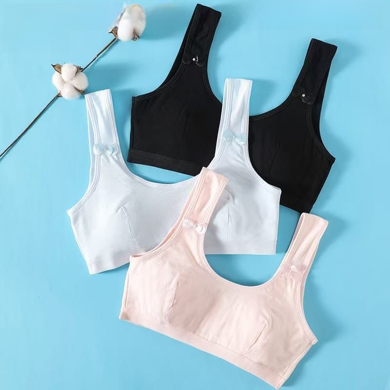 2pcs comfortable push-up U- shape neck bra girls wire- free breathable bra teens