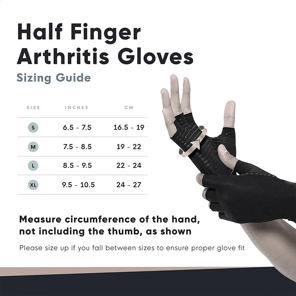 Wenefang Fashion 1pair Arthritis Compression Gloves Half Finger Wrist Support Non-slip Therapy Hand Protection Pain Relief Gloves