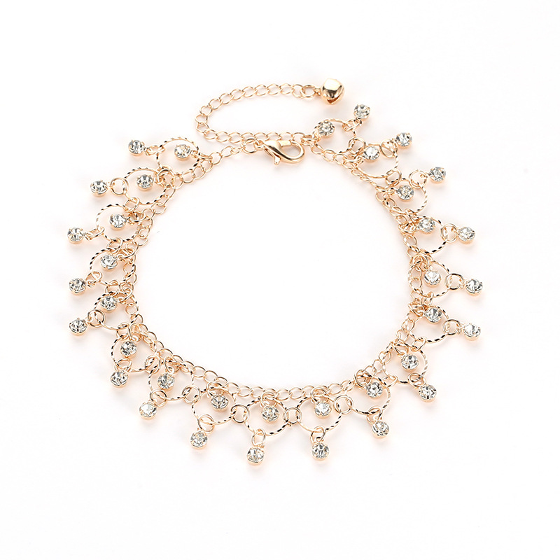 1 Pc New and Crystal Anklets New Jewelry Fashion Dance Hot Sale Rhinestone Tassel Foot Ring Wholesale