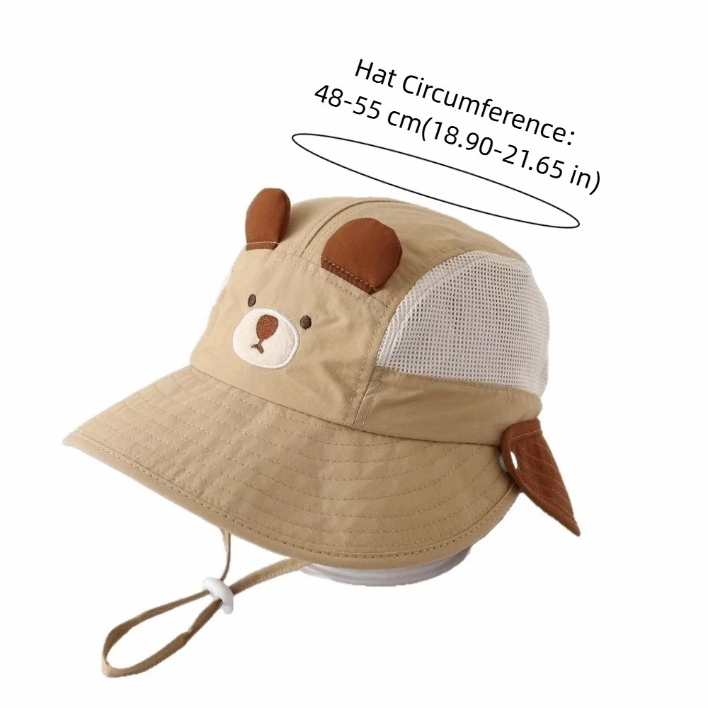 New Cute Baby Bucket Hat Large Brim Mesh Children Sun Hat Cloth Breathable Mesh Toddler Sun Cap Camping Trip