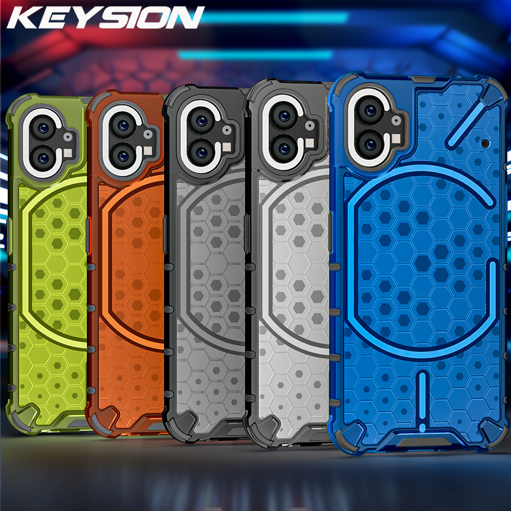 Wenefang KEYSION Shockproof Armor Case for Nothing Phone 2 1 Silicone + PC Transparent Honeycomb Phone Back Cover for Nothing Phone 1 2