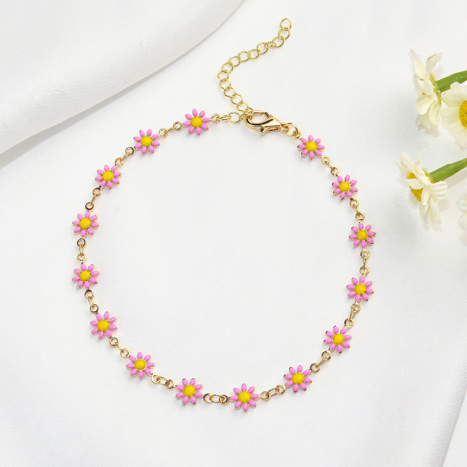 designs】Small Daisy Dropping Foot Chain New Simple Sweet Girl High-grade Jewelry Fresh Elegant Leg Chain