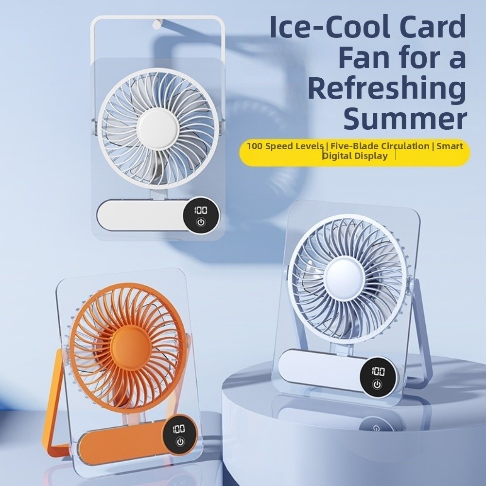 Simple Foldable Desk Fan Wall Hanging&Handheld 100 Levels Mini Electric Fan Speeds Adjustable Portable Small Air Circulating Fan for Outdoor Camping