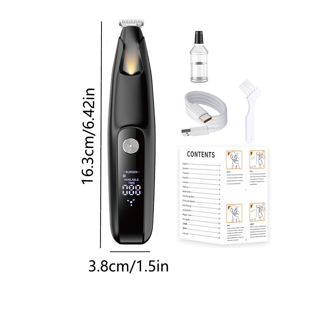 Portable LED Dog Paw Trimmer Fully Waterproof Widen Pet Paw Hair Clippers LCD Display Comfortable Grip Cats Foot Shaver Home
