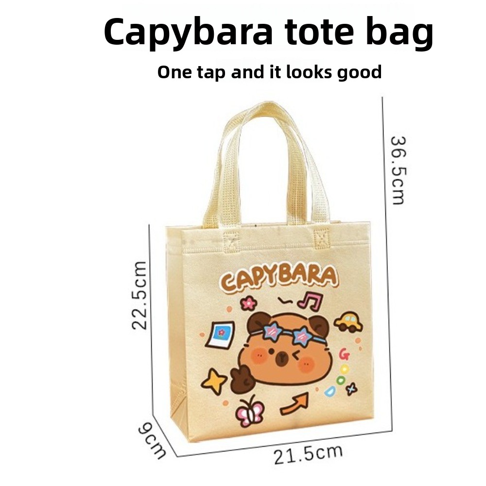 Cute PP Capybara Tote Bags Cartoon Waterproof Shopping Bag Non-woven Handbag