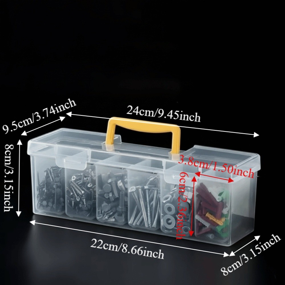 7pcs Practical Multi-Compartment Tool Parts Storage Box Set Wear Resistant Waterproof Transparent Portable Tool Organizer Multipurpose 6 Small Boxes Large Box Divided Storage and Sorting Box for Home Use