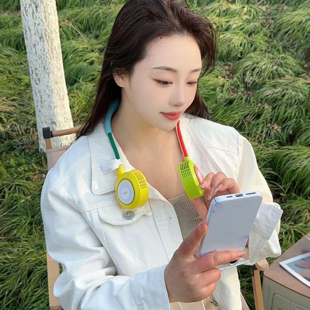 Portable Cooler Foldable Design Bladeless Neck Fan Lightweight Construction 360° Cooling Rechargeable Fan Lazy Design Powered Portable Neck Fan Office Use