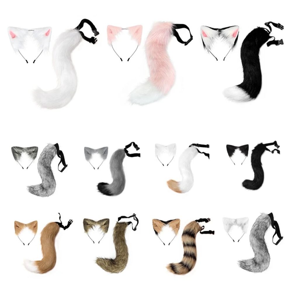 set Stage Show Cat Ear Halloween Cosplay Accessories Cat Tail Adjustable Halloween Animal Cosplay Props Outfit Cute Animal Cosplay Props Children