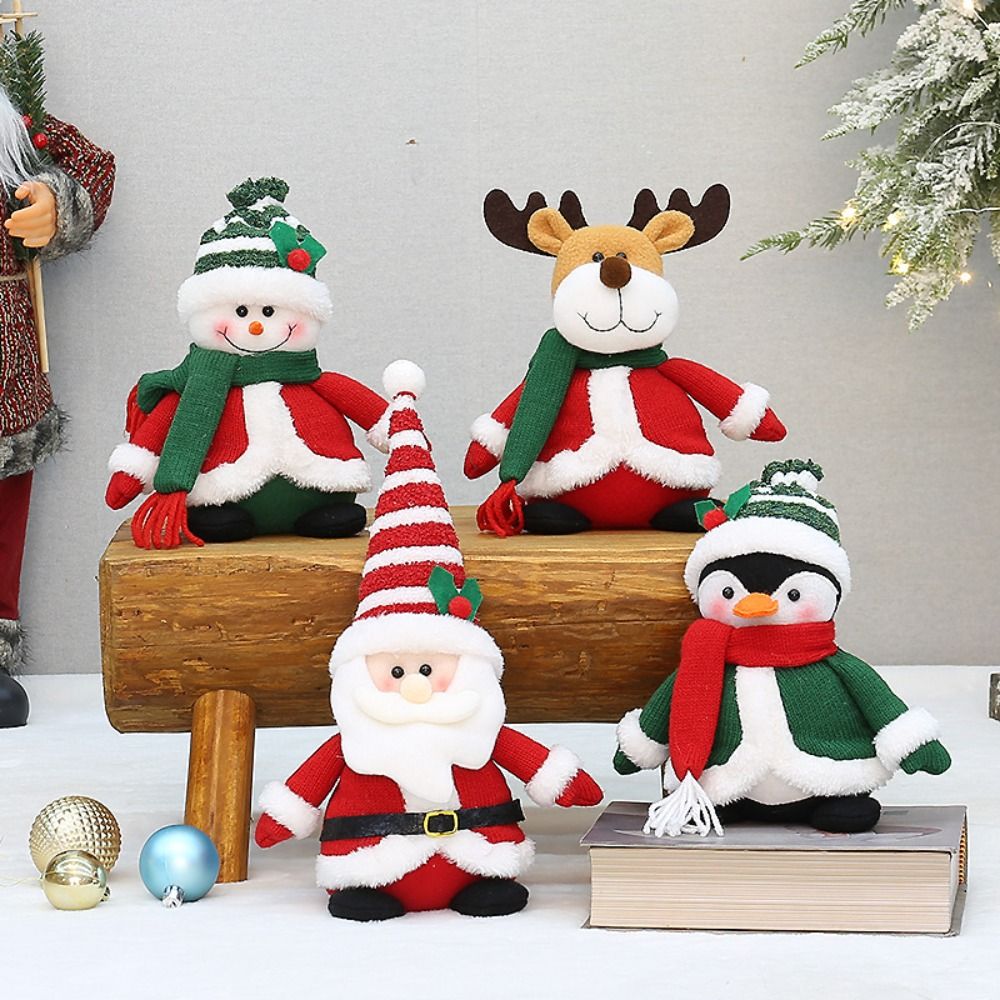 Funny Cute Christmas Snowman Doll Plush Sitting Santa Claus Doll Toy Elk Cartoon Merry Christmas Decoration New Year Supplies