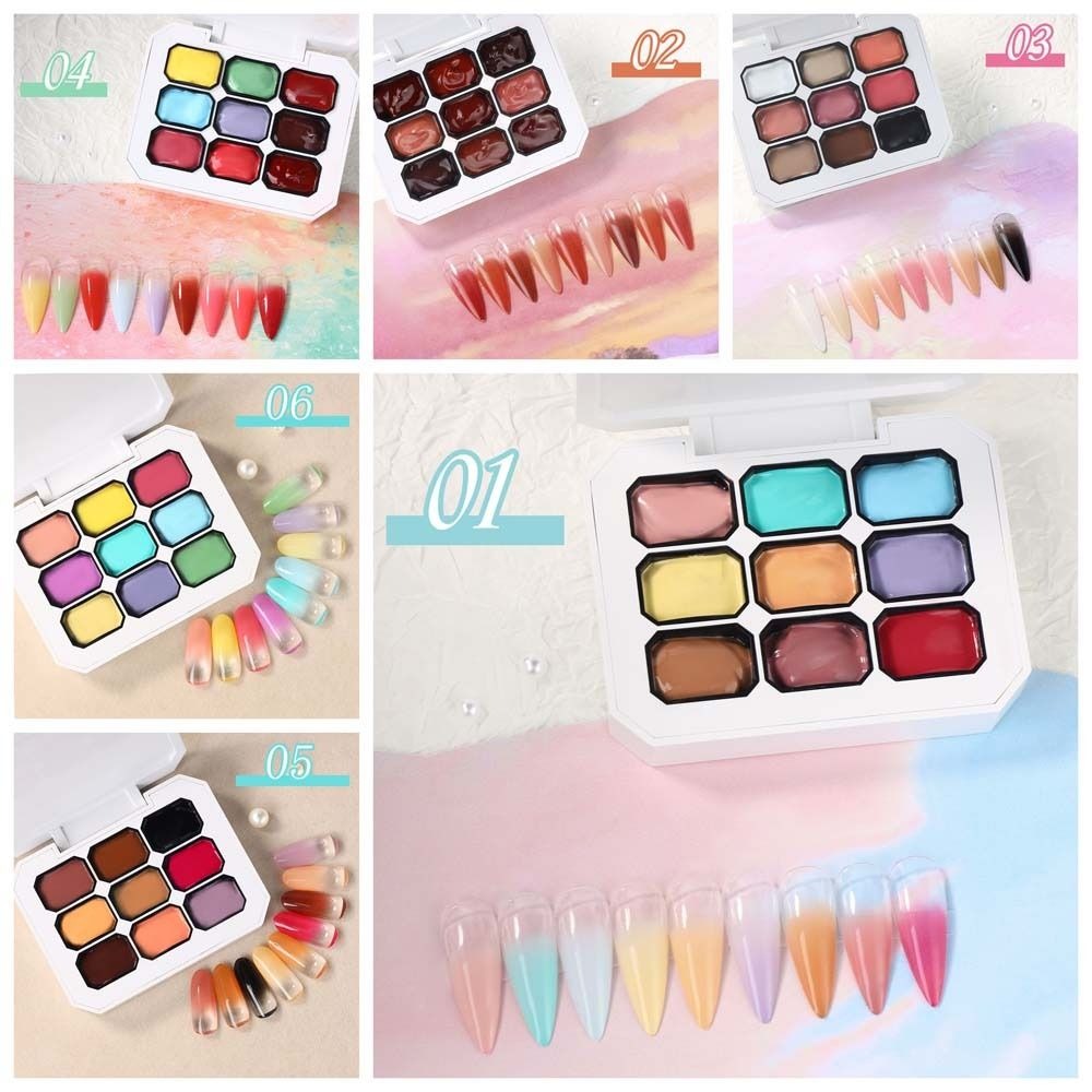 Manicure Accessories Mini 4IN1 Pat Ombre Gel Nail Polish 9-color French Nail Manicure Easy Gradient Painting Gel UV Solid Paint Art Gel Gift