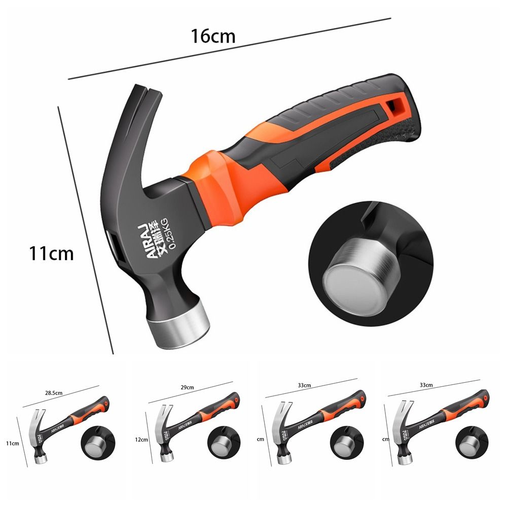 Portable V-shape High Carbon Steel One Small Hammer Plastic Handle Anti-slip Nail Driving Hammer Durable Multifunctional One Piece Hammer Tool Hammering