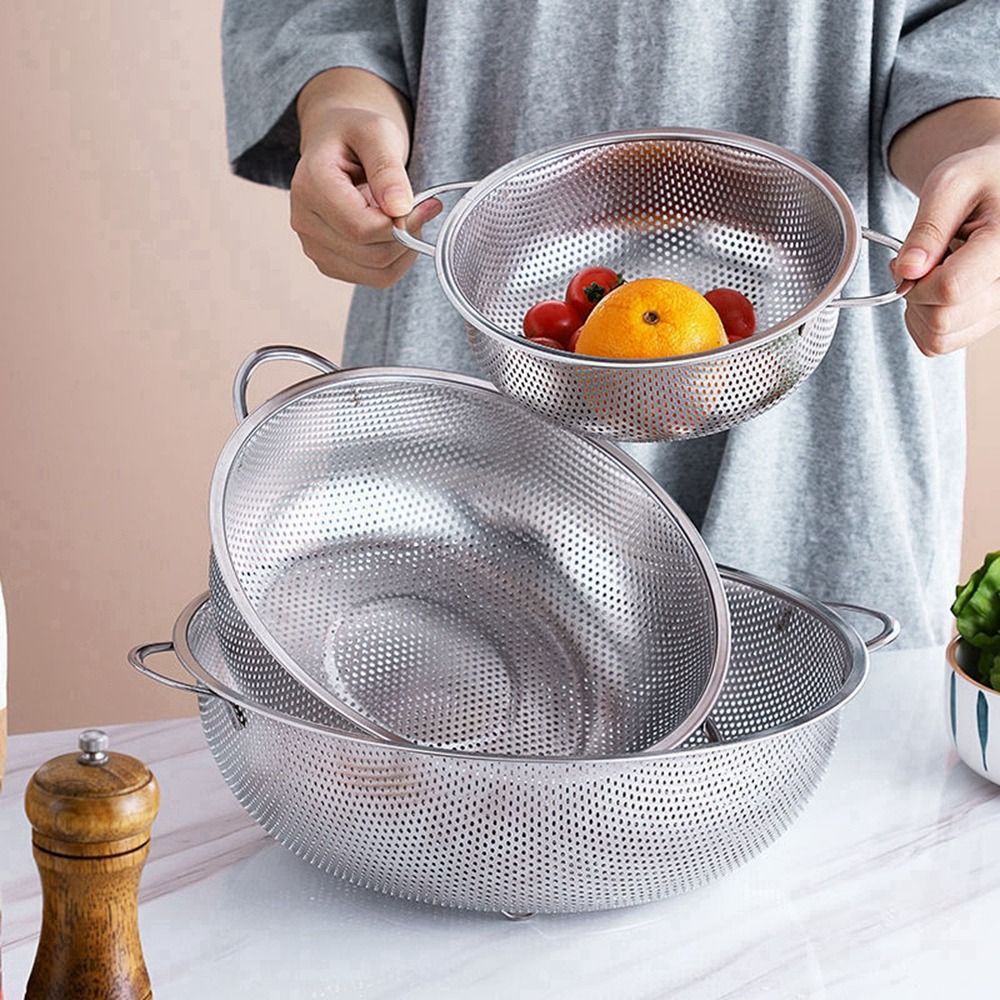 1pcs Multifunctional Sieve Hole Dense Mesh Strainer Multi-Purpose Colander Basket Kitchen Tool Accessories Drain Basket Fruit Rice Vegetable Washing Basket