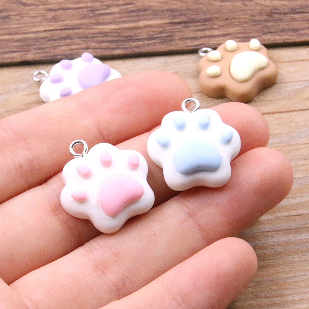 10pcs Lovely Resin Colorful Cat Claw Beads Cartoon Diy Simulation Cat Claw Crafts Mini Cute Cat Claw Resin Pendant Bead DIY Crafts