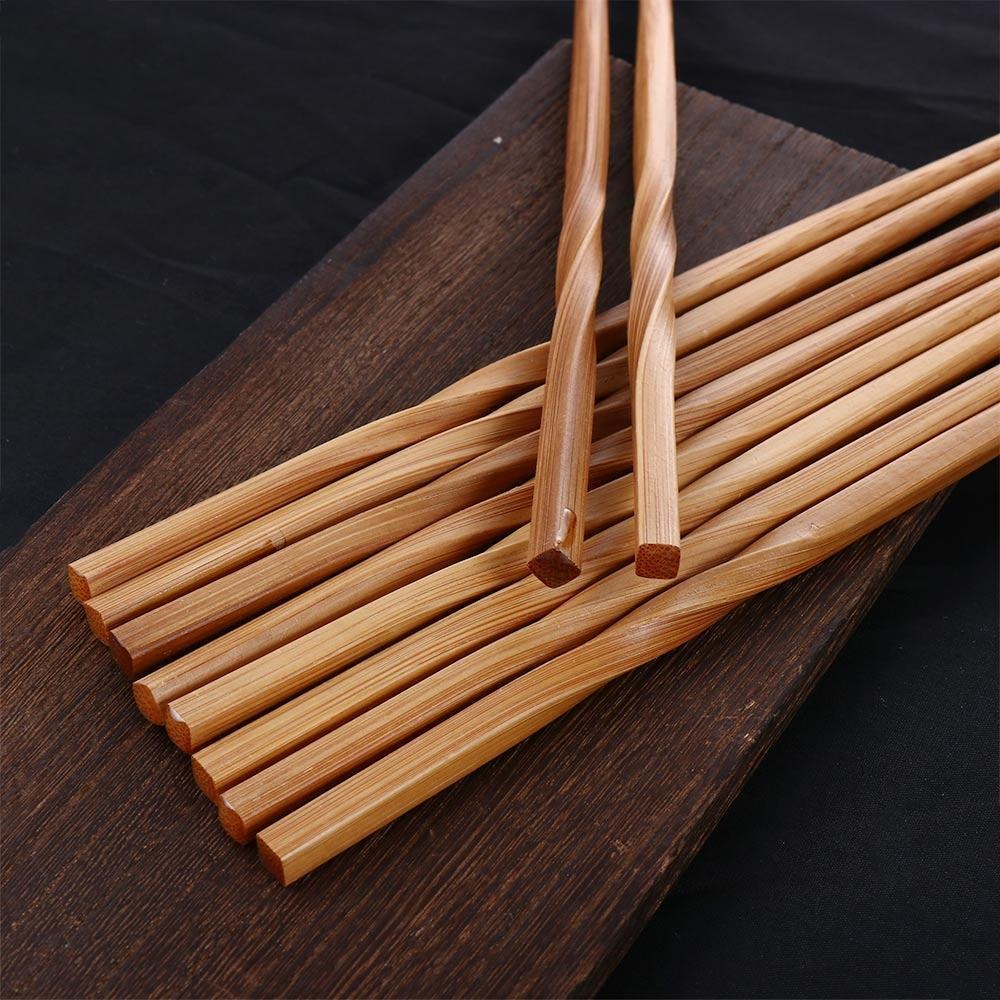 Natural Tableware Pointed Chopsticks Kitchen Utensils Reusable Carbonized Chopsticks Japanese Style Flatware Fried Dough Twists Bamboo Chopsticks