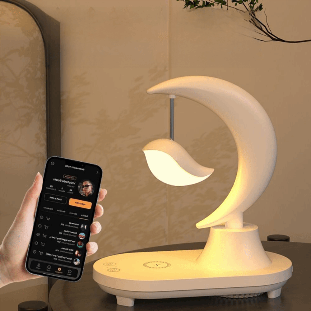 Birthday Present LED Light Music Night Light Dimmer Function Ambient Light Bluetooth Speaker Bedside Use Children Gits Wireless Charging Lamp Office Decoration