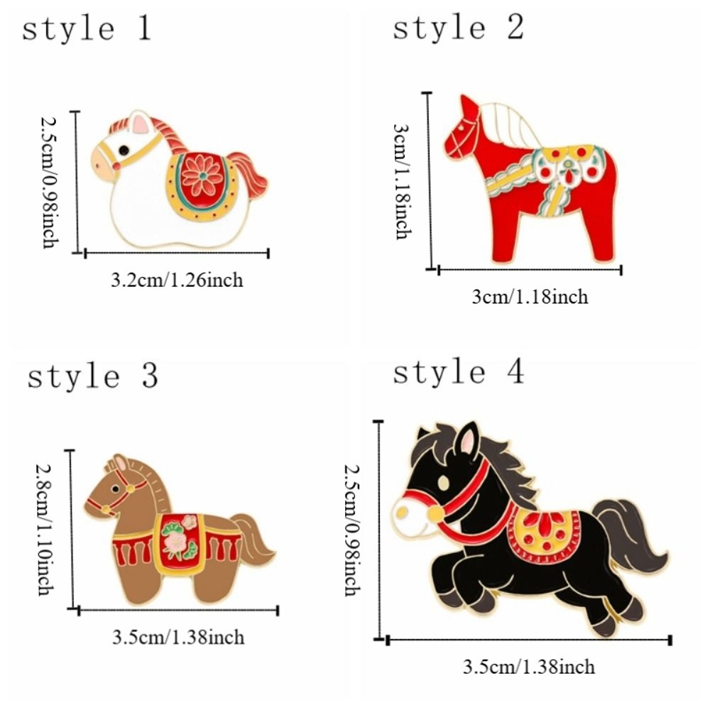 Creative Cartoon Zodiac Horse Brooch Alloy Exquisite Animal Brooch Decorative Lapel Pin New Year Gift