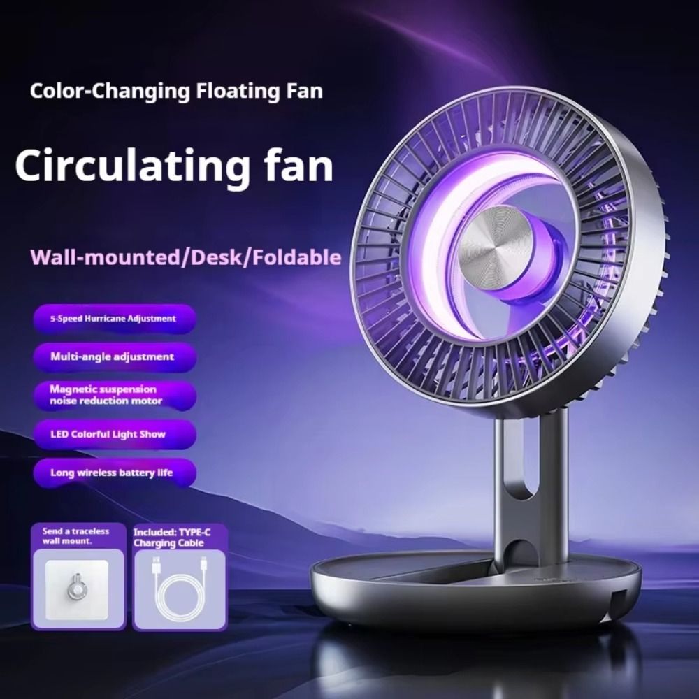 Folding Fan Rechargeable High-speed Turbos Air Conditioning Portable Size Compact Size Fresh Air Fan Air Circulation 5 Speed Portable Air Conditioner Home