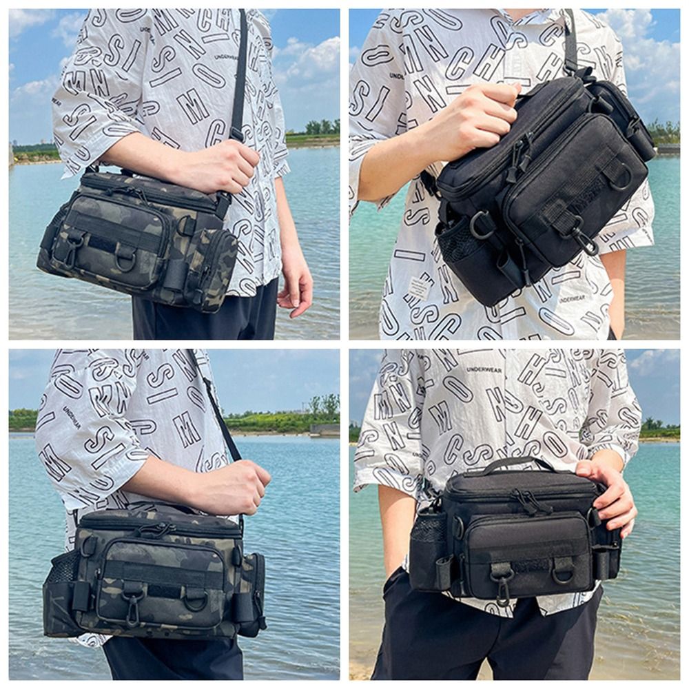 Hiking Climbing Waist Fanny Fishing Tackle Bags Waterproof Crossbody Fishing Lure Backpack Compact Shoulder Fishing Bags Outdoor Camping