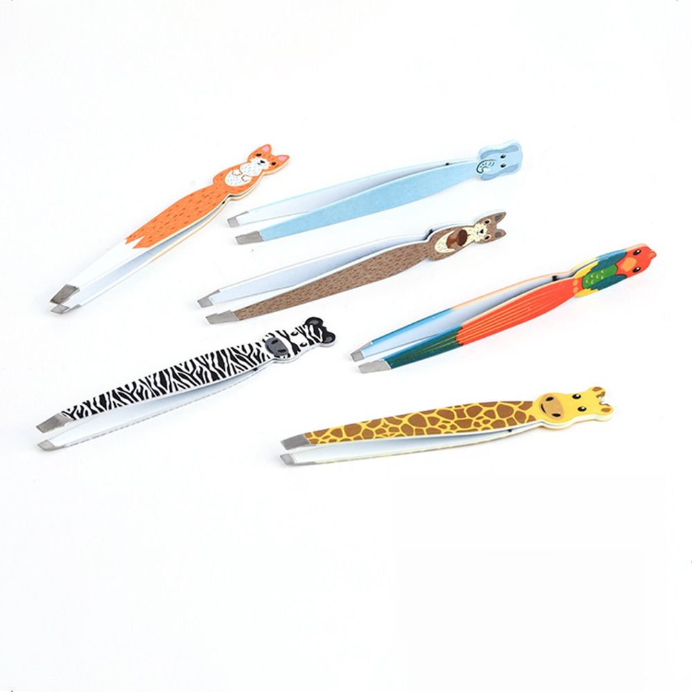 Portable Cute Eyebrow Tweezers Animal Shapes Hair Removal Eyelash Curler Cartoon Animals Durable Eye Brow Clips Women