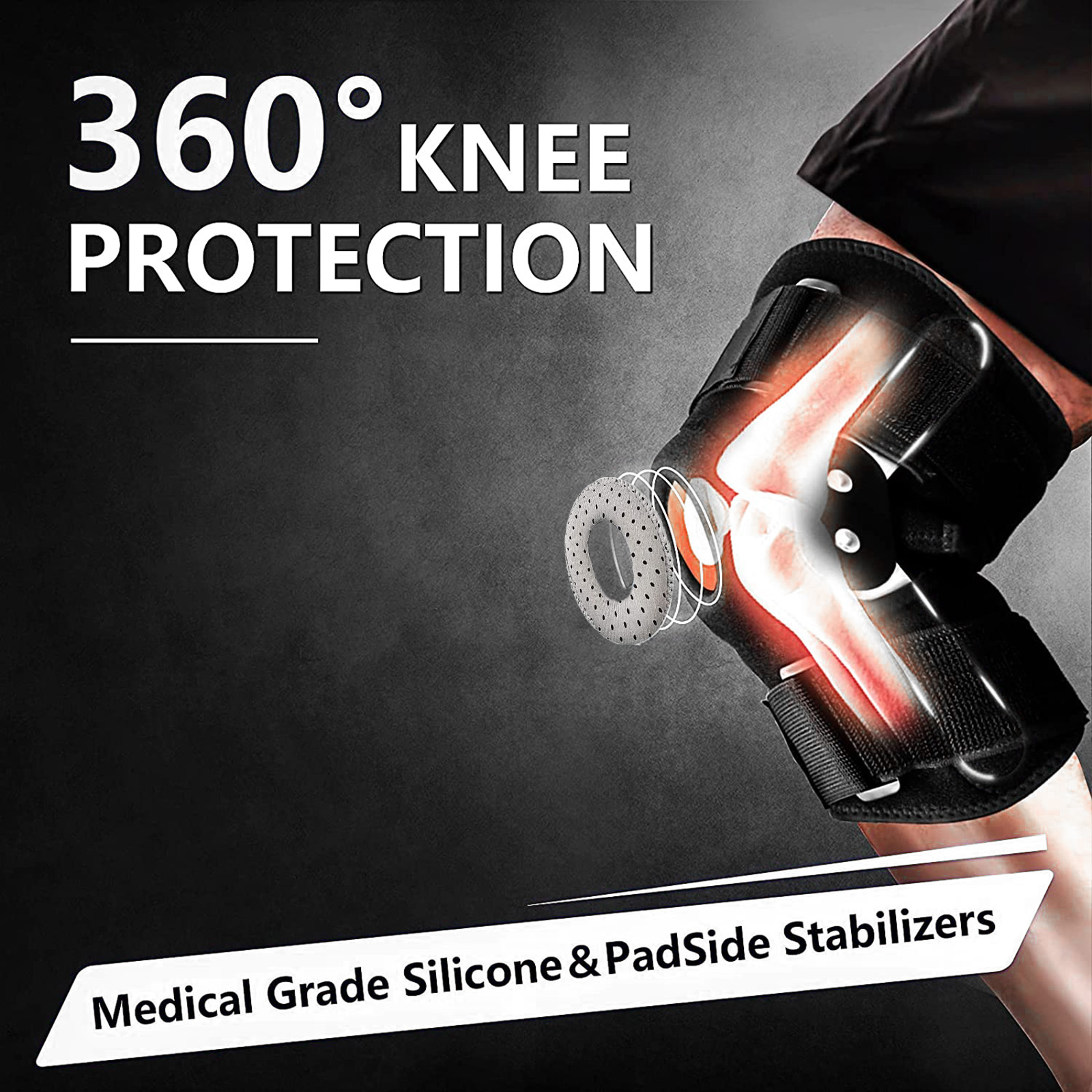 Wenefang Fashion 1Pc Adjustable Hinged Knee Brace Knee Support Wrap for Meniscus Tear Patellar Tendon Support Pain Relief Strains Sprains Etc