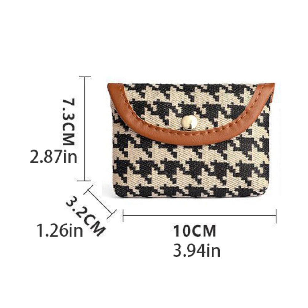 Portable PU Plaid Canvas Short Coin Purse Stripe Large Capacity Square Makeup Bag Jewelry Packing Bag Lattice Money Bag Daily