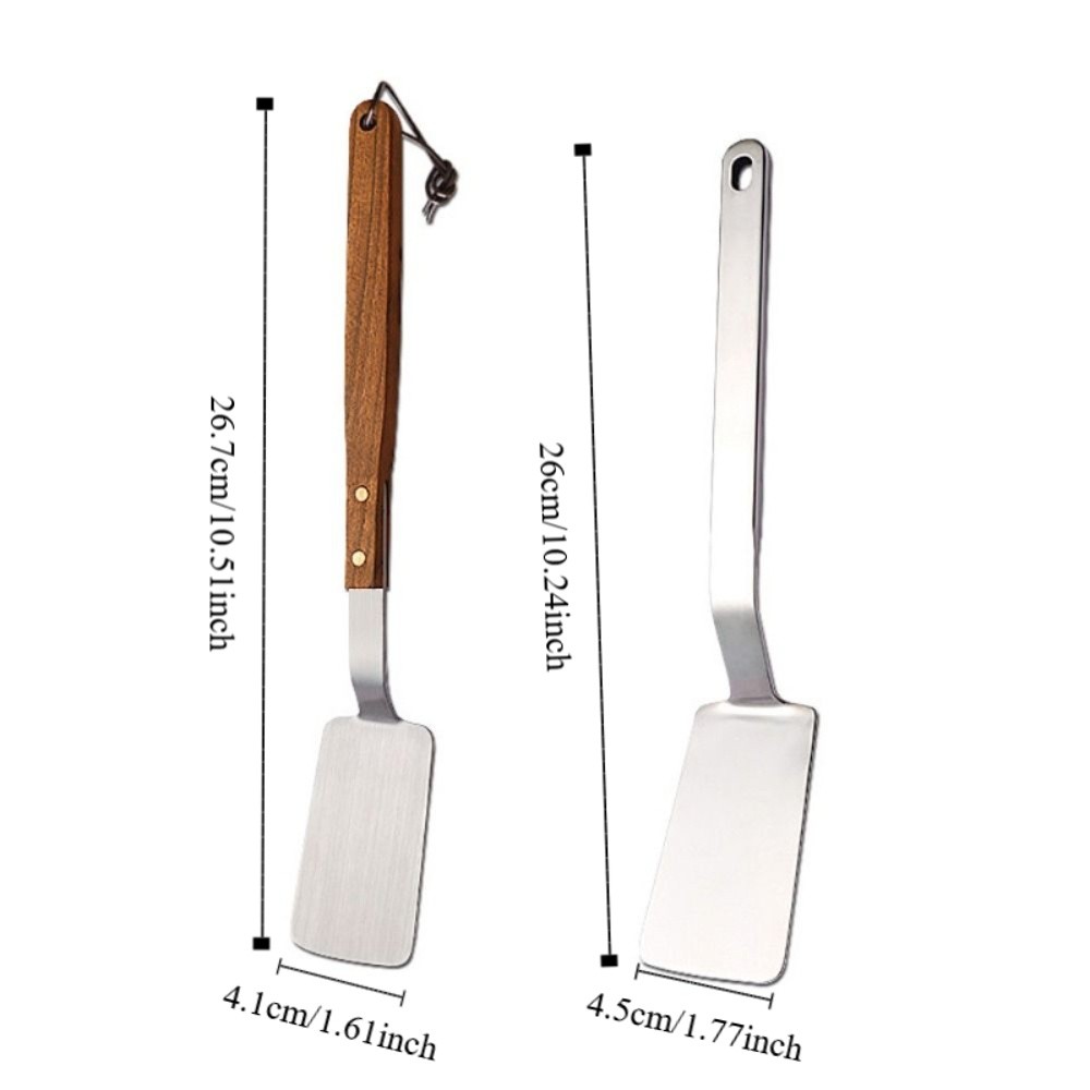Practical 304 Stainless Steel Frying Spatula Long Handle Anti-Scalding Cooking Shovel Rust Resistant Barbecue Spatula Tiramisu