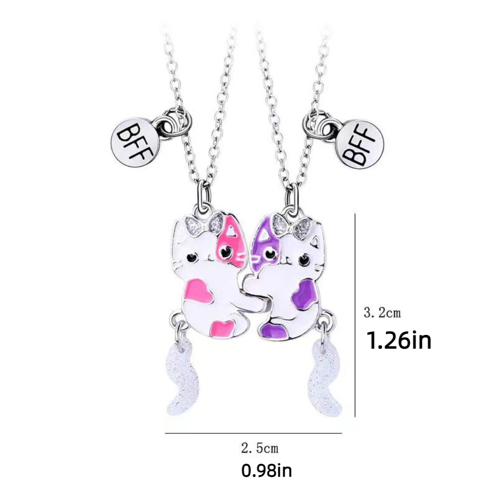 Cute Cartoon Animals Best Friend Magnetic Necklace Electroplate Alloy Cartoon Pendant Necklace Chain Magnets Magnet Necklace Gift