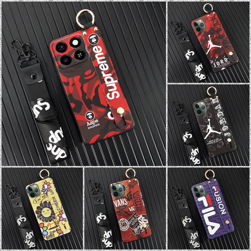 trendy ring Phone Case For ZTE Blade A35/A55 Anti-dust Wrist Strap Wristband Soft case Waterproof Lanyard Fashion Design