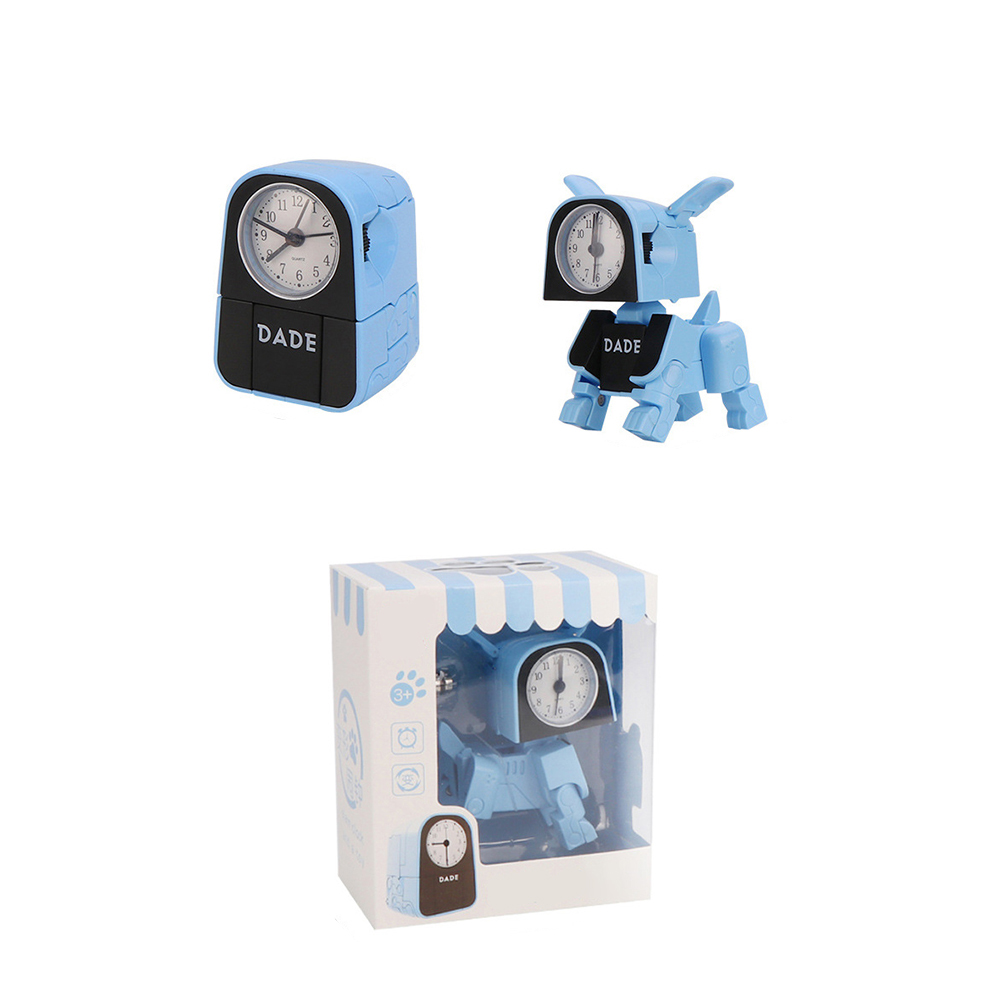 【New design】2019 New Child Robot Dog Alarm Clock Kid Toy Deformation Robot Table Clocks Cartoon Desk Clock For Students Kids Gift