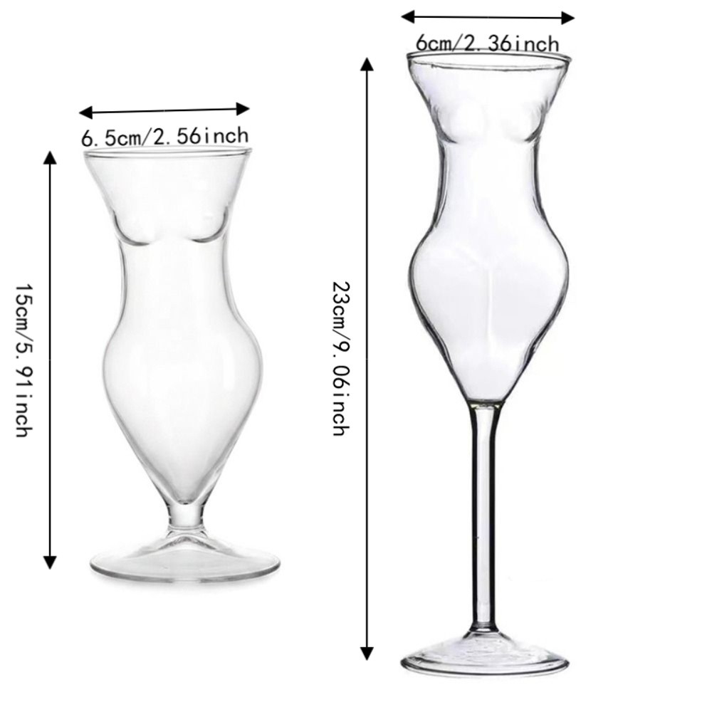 Creative Transparent Female Body Glass Visible Heat/Cold Resistant Bar Goblet Art Style Tall Cup Cold Drink