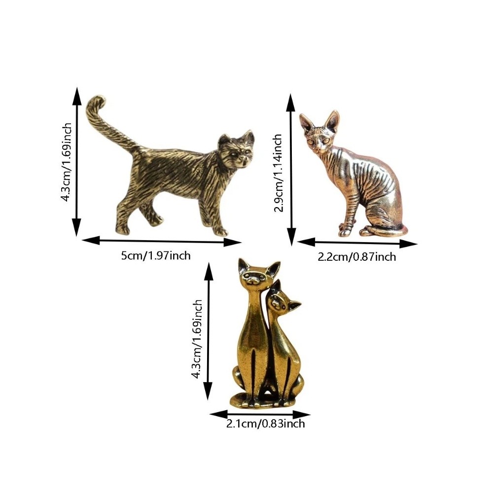 Retro Cats Cat Decorative Figurines Couple Cat Vintage Casual Decoration Crafts Cute Small Desktop Bronze Sculpture Desk Ornaments