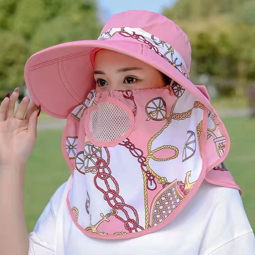 Casual Breathable Hiking Fishing Caps Apparel Accessories Outdoor Do Farming Work Summer UV Protection With Neck Flap Women Sun Hat Flower Print Bucket Hat
